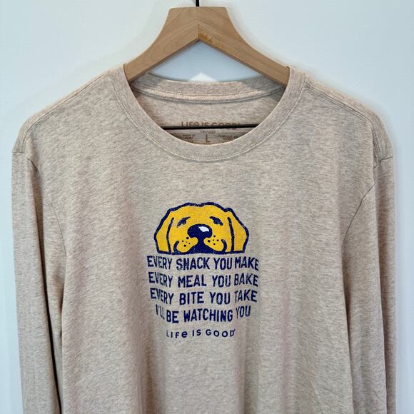 Life is Good Long Sleeve Graphic Tee Men’s Large Funny Dog - Picture 1 of 10